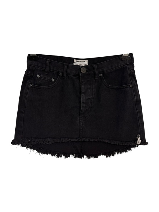 One Teaspoon Dresses & Skirts - ONE X ONE TEASPOON Black High Rise Distressed Denim Mini Skirt High Low Fray 26